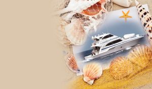 Photo of a white yacht sailing on the sea lays in pastel beige and orange sand