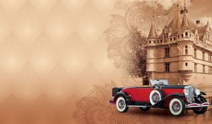 Vintage Charm | Classic Cars Against Sepia Castles