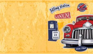 Retro Ride Posters | Vintage Vehicles on Yellow Grunge Parchment Texture