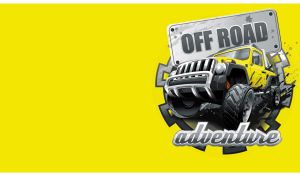 Yellow off-road vehicle logo on a yellow acid backdrop