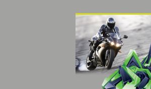 Bike rider in black suit on a gray background