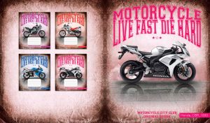 Silver-black Honda CBR 1000 on a pastel pink in a brown leather vignette