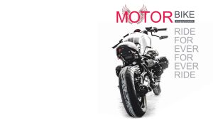 White standard motorcycle back view on white