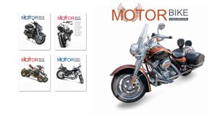 Brown and black classic touring motorcycle side view on white