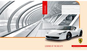 White sports car in front of large rounded windows on a beige background