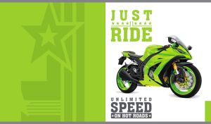 Just Ride | Motorcycles Isolated on White with Side Vibrant Panel