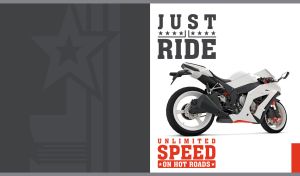 Matte black and white futuristic sport bike on white and dark grey