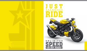 Lemon yellow and white futuristic sport bike on white and yellow