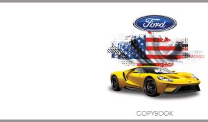 Yellow grand tourer supercar on a white backdrop with the flag of the USA