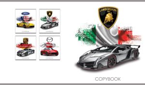 Satin metallic sports car on a white backdrop with the flag of Italy