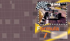 Dark blue formula cars on a race track in front of the public in a checker frame