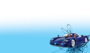 Blue racing car on a blue background