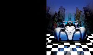 Silver racing car on a chessboard