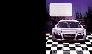 Silver racing car on a chessboard