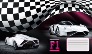 White sport car under the racing flag