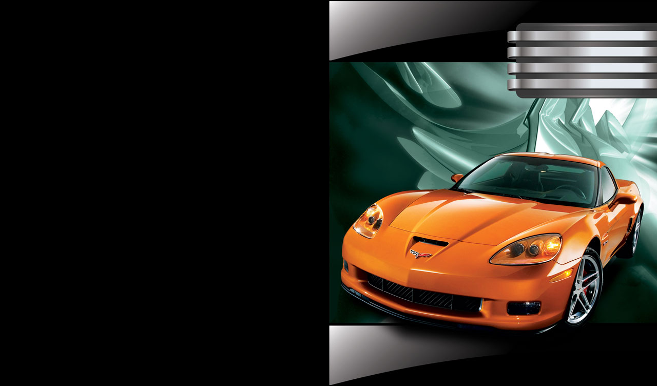 Orange sports vintage coupe breaks out the frame of an abstract emerald room