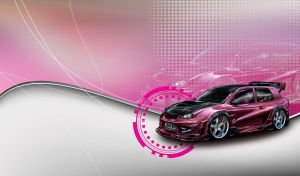 Chrome Sports Cars | Vibrant Vehicles Gliding on Dotted Waves