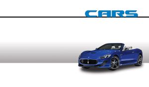 Luxury navy blue cabriolet with white leather interior on pastel white backdrop