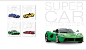 A green Ferrari supercar with tinted glass isolated on a white background