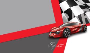 Sport Cars | Chrome Coupes on Checkered Flags with Abstract Designs