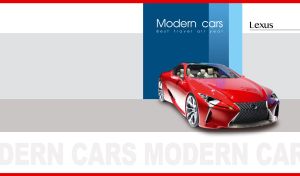 Red and glossy modern sports car on pastel grey-white backdrop