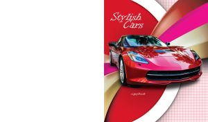 Stylish sports red car on semicircle pattern with checkered backdrop