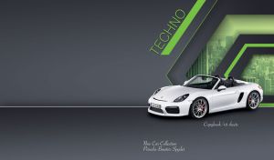White sports roadster car on dark grey and lime green