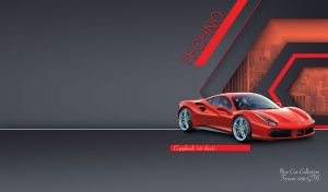 Red sports coupe car on dark grey and red