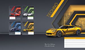 Yellow luxury sports car on dark grey and yellow