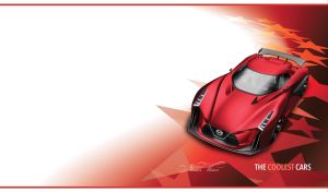 Coolest satin red sports car on a starry track against red to white gradient