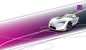 Glacial white concept car on a purple-black track against a white backdrop