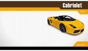 Modern yellow sports cabriolet on a white grid paper backdrop