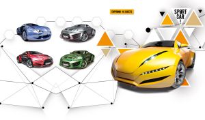 Sport Concept Cars | Vibrant Designs on Abstract Triangles | on White