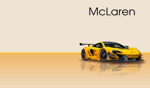 Yellow hyper sports car on a split background in beige and orange colors