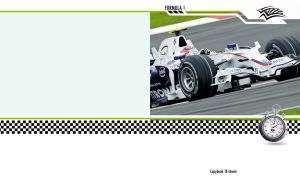 Close-up shot of a white F1 car isolated on white with a race stripe