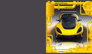 Industrial | Front-View Sports Cars on Tech-Style Black Backdrops