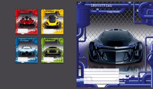 Black futuristic concept car on a tech patterned black backdrop