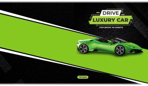 Green limited edition luxury sports car on a lime track on a black backdrop