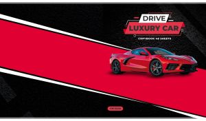 Cherry red 2 seater luxury sports car on a red track on a black backdrop