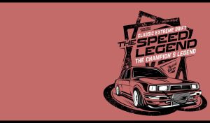 Poster-style retro Toyota Cressida car vector illustration on dark pastel pink