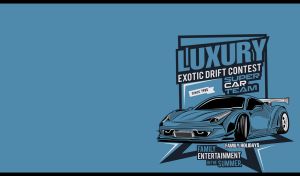 Poster-style retro luxury Ferrari car vector illustration on blue