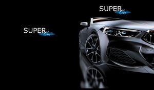 Super Car | Sleek Metallic Elegance | Headlight Views on Black