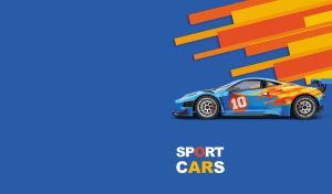 Sport Cars | Side Views on Vibrant Striped and Geometric Pattern Backgrounds
