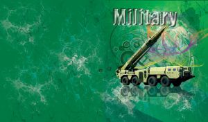 Loaded rocket launcher with big wheels on a patterned smoky green background