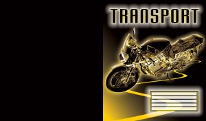 Black luminous motorcycle with x-ray inner mechanical parts highlighted in yellow