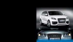 White off-roader full-face and front views on black with blue bottom