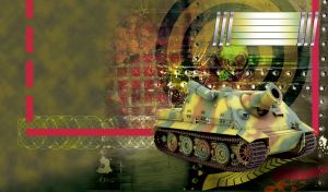 Camouflage boys model tank in green with army design background and text box