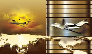 Airliners and business jets over continents