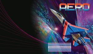 White and blue military aircraft gains altitude in the purple-blue digital space