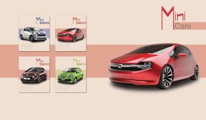 Brand new red hatchback concept car against a beige background